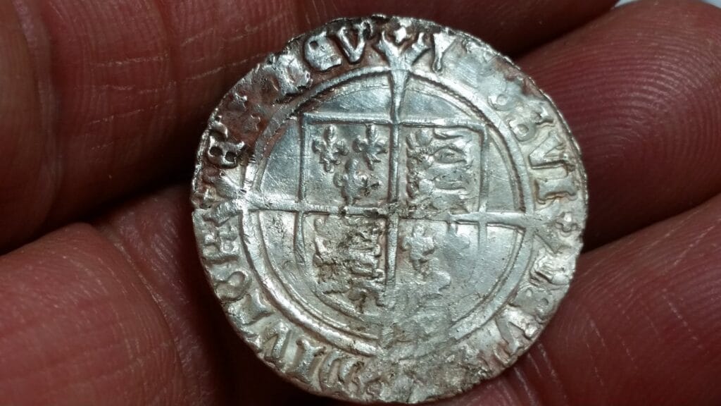 I found the coin with a nokta impact on a seeded corn field in kent - 1